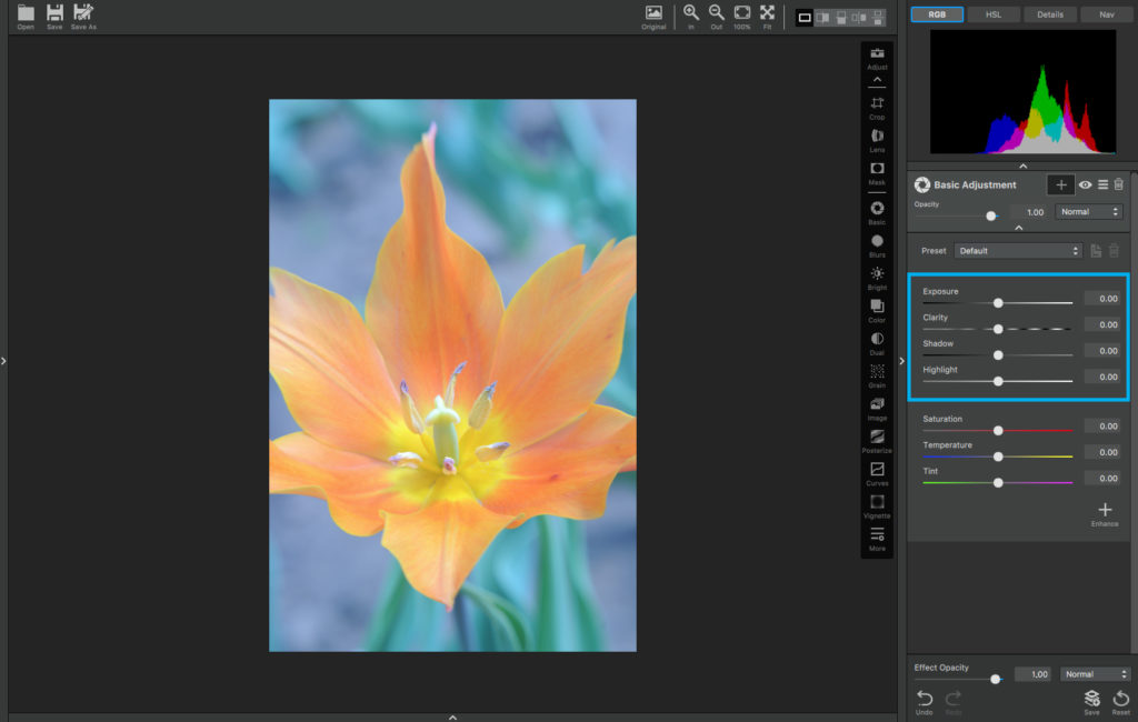 Basic Adjustment Exposure Related Sliders