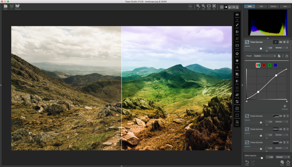 Open Image with Tone Curves