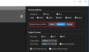 A.I. Gigapixel option: "Reduce Noise and Blur"